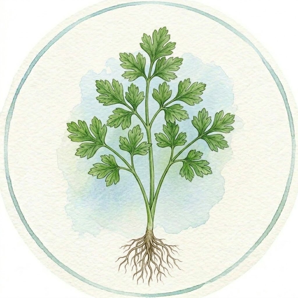 Parsley growing in a home garden